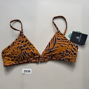 Volcom Bikini Top Kids 12 Brown Animal Print Running Wild